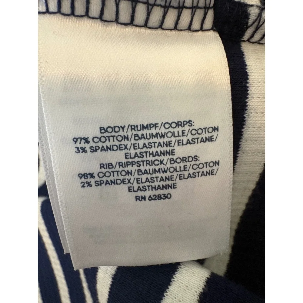 Lands End Womens Waffle Sleep Shirt Navy Ivory‎ Stripe Henley Small NWT